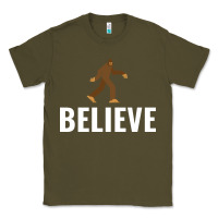 Army Green believe bigfoot white Classic Tee - artisFamous
