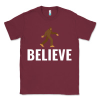 Burgundy believe bigfoot white Classic Tee - artisFamous