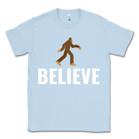 Dusty Blue believe bigfoot white Classic Tee - artisFamous