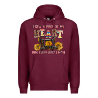 Burgundy i sew a piece of my heart into every quilt i make Premium Hoodie - AdoDesignShop