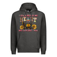 Charcoal Heather i sew a piece of my heart into every quilt i make Premium Hoodie - AdoDesignShop