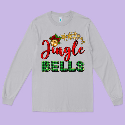 Christmas Jingle Bells Long Sleeve Tee Designed By Barkaloodesign