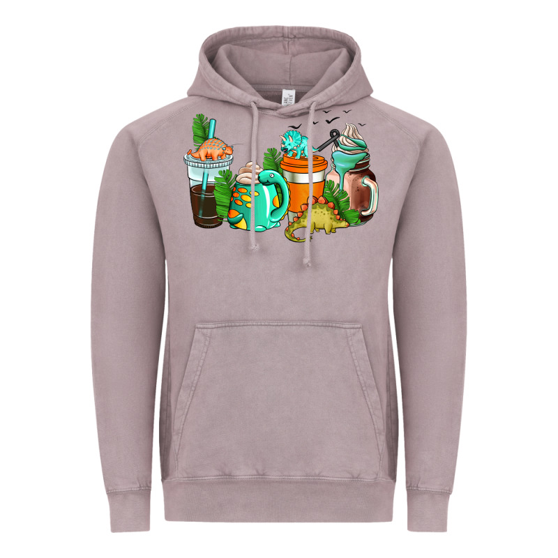 Dinosaur Coffee Cups Vintage Hoodie by AdoDesignShop | Teevron