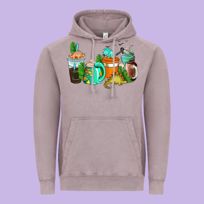 Dinosaur Coffee Cups Vintage Hoodie Designed By Adodesignshop