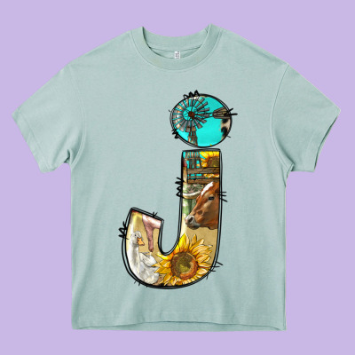 Farm Life Alphabet Lowercase Letters J Heavy Core Tee Designed By Bundleandbundleshop