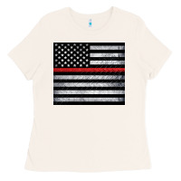 Bone thin red line American flag metal floor Ladies Tee - Artiststas