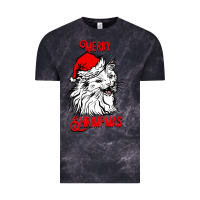 Cloud Black Merry Christmas Cat Vintage Tee - SublimationCraftShop