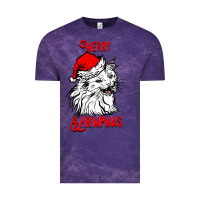 Cloud Purple Merry Christmas Cat Vintage Tee - SublimationCraftShop