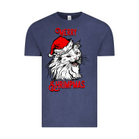 Vintage Denim Merry Christmas Cat Vintage Tee - SublimationCraftShop