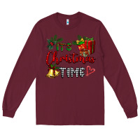 Burgundy it's Christmas time Long Sleeve Tee - BarkalooDesign