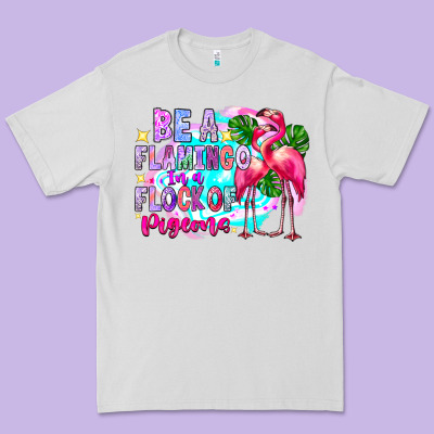 Bea Flamingo In A Flock Of Pigeons Premium Tee Designed By Cowhidedigitalart