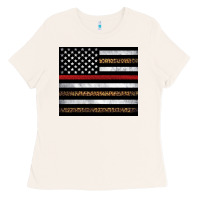 Bone thin red line American flag leopard Ladies Tee - Artiststas
