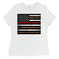 Thin Red Line American Flag Leopard Ladies Tee | Teevron