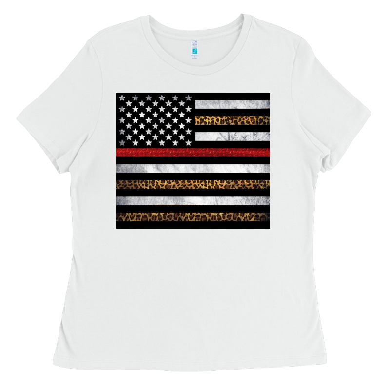 Thin Red Line American Flag Leopard Ladies Tee by Artiststas | Teevron