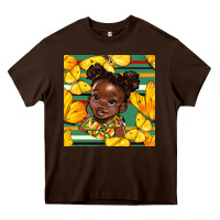 Chocolate Brown juneteenth afro girl seamless pattern Heavy Core Tee - BundleAndBundleShop