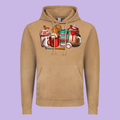 Baseball Coffee Cup Vintage Hoodie Designed By Adodesignshop