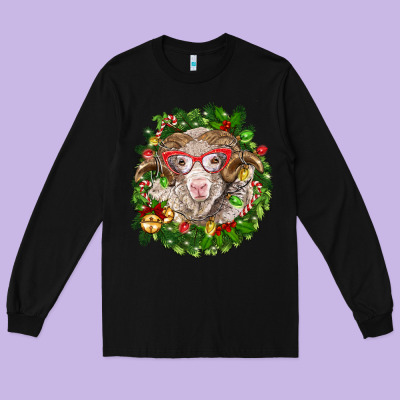 Christmas Merino Long Sleeve Tee Designed By Barkaloodesign