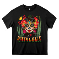 Black chingona sugar skull Heavy Core Tee - BundleAndBundleShop