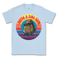Dusty Blue Retro Sunset Just A Girl Who Loves Bigfoot Classic Tee - artisFamous