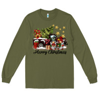 Army Green merry christmas gnomes truck Long Sleeve Tee - BarkalooDesign