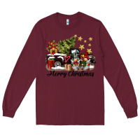 Burgundy merry christmas gnomes truck Long Sleeve Tee - BarkalooDesign