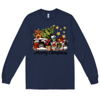 Navy merry christmas gnomes truck Long Sleeve Tee - BarkalooDesign