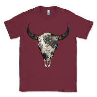 Burgundy Cowhide Bull Skull Classic Tee - Jasminsmagicworld
