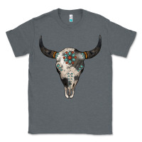 Charcoal Heather Cowhide Bull Skull Classic Tee - Jasminsmagicworld