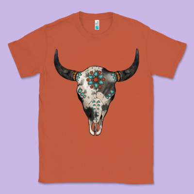 Cowhide Bull Skull Classic Tee Designed By Jasminsmagicworld