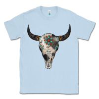 Dusty Blue Cowhide Bull Skull Classic Tee - Jasminsmagicworld