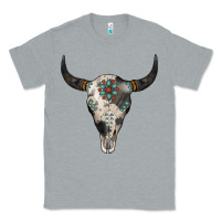 Heather Grey Cowhide Bull Skull Classic Tee - Jasminsmagicworld