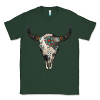 Sports Green Cowhide Bull Skull Classic Tee - Jasminsmagicworld