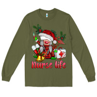 Army Green christmas nurse life gnome Long Sleeve Tee - BarkalooDesign
