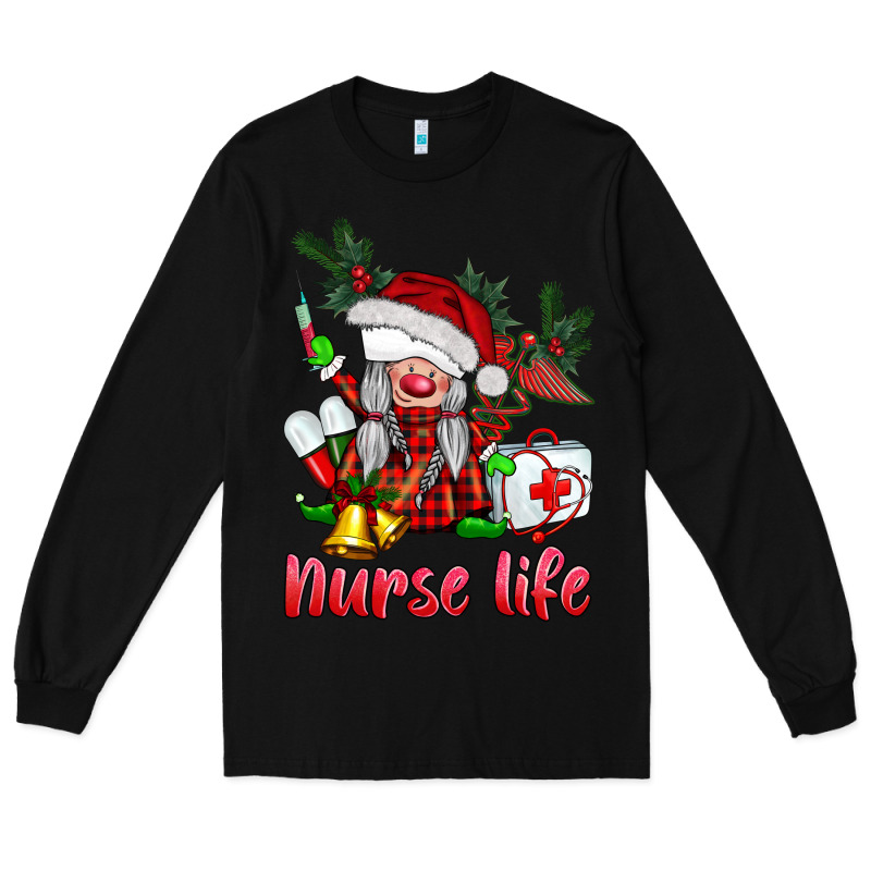 Christmas Nurse Life Gnome Long Sleeve Tee by BarkalooDesign | Teevron