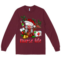 Burgundy christmas nurse life gnome Long Sleeve Tee - BarkalooDesign