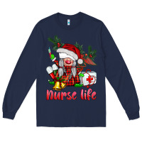 Navy christmas nurse life gnome Long Sleeve Tee - BarkalooDesign