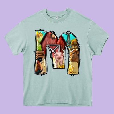 Farm Life Alphabet Lowercase Letters M Heavy Core Tee Designed By Bundleandbundleshop