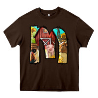Chocolate Brown farm life alphabet lowercase letters m Heavy Core Tee - BundleAndBundleShop