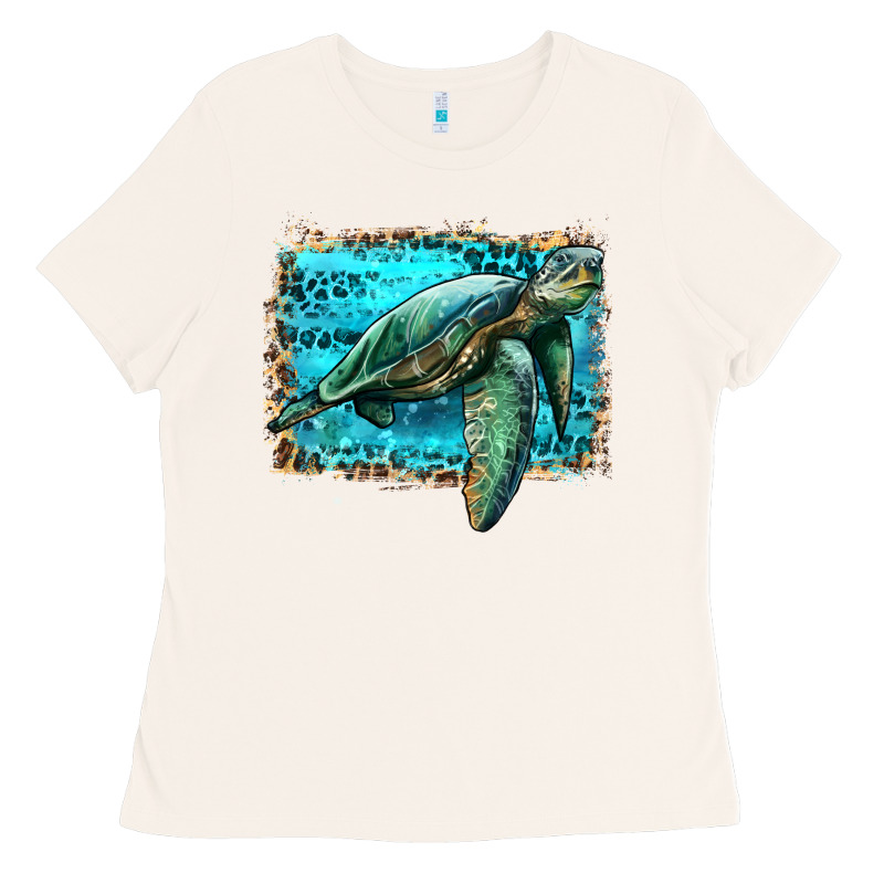 Sea Turtle With Background Ladies Tee by Artiststas | Teevron
