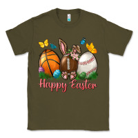 Army Green Happy Easter Sports With Butterfly Classic Tee - BundleAndBundleShop