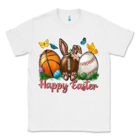 White Happy Easter Sports With Butterfly Classic Tee - BundleAndBundleShop