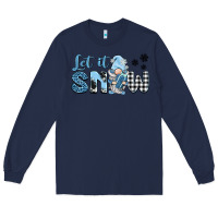 Navy let it snow gnome Long Sleeve Tee - BarkalooDesign