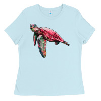 Baby Blue sea turtle pink glitter Ladies Tee - Artiststas