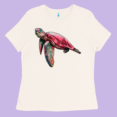 Sea Turtle Pink Glitter Ladies Tee Designed By Artiststas