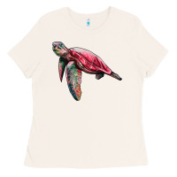 Bone sea turtle pink glitter Ladies Tee - Artiststas