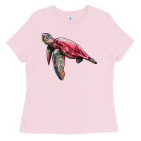 Bubblegum Pink sea turtle pink glitter Ladies Tee - Artiststas