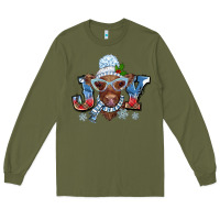 Army Green Christmas snow cow joy Long Sleeve Tee - BarkalooDesign