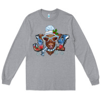 Heather Grey Christmas snow cow joy Long Sleeve Tee - BarkalooDesign