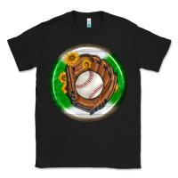 Black baseball with sunflower round earrings Classic Tee - BundleAndBundleShop