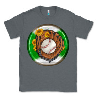 Charcoal Heather baseball with sunflower round earrings Classic Tee - BundleAndBundleShop